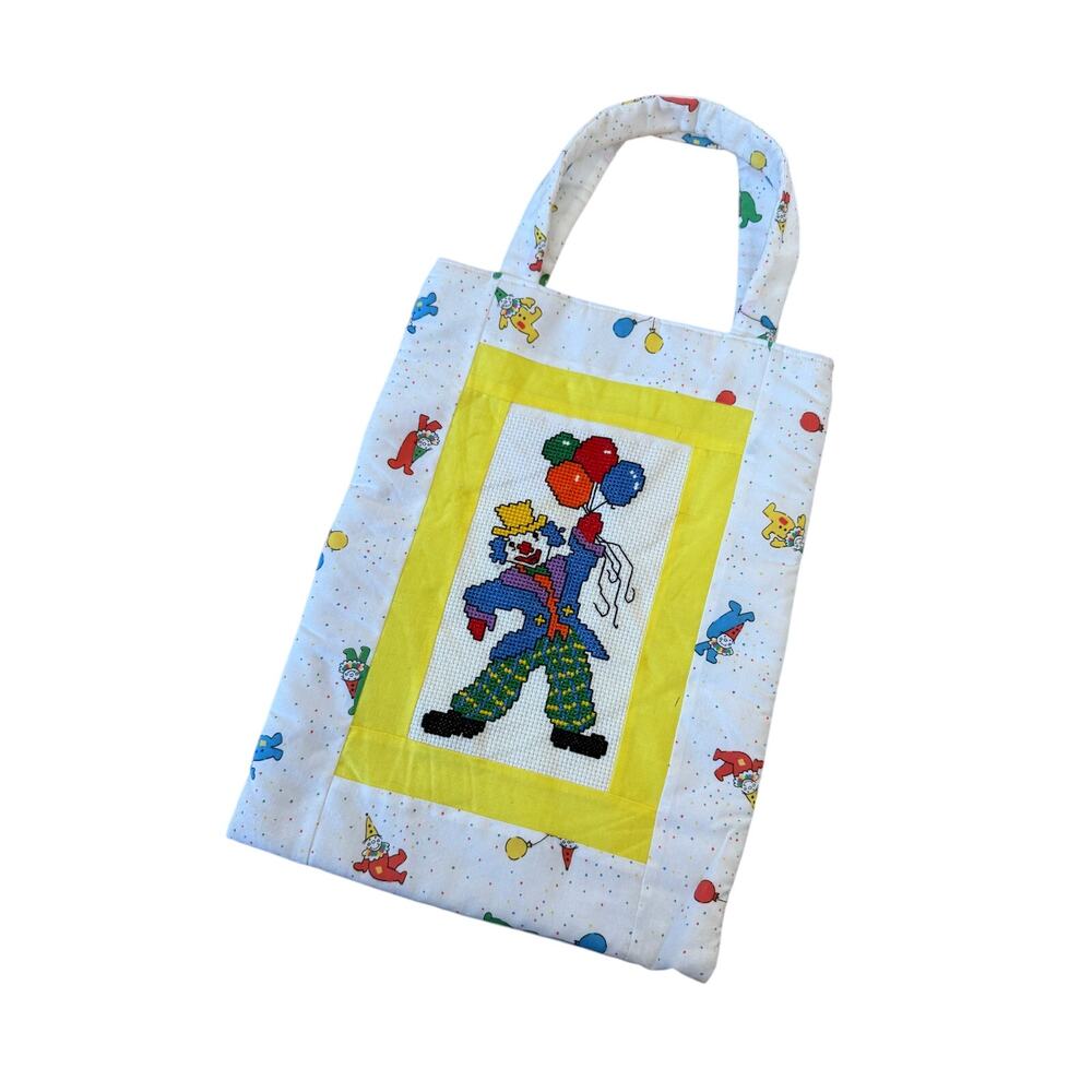 Vintage 80s clown‎ handmade tote bag
